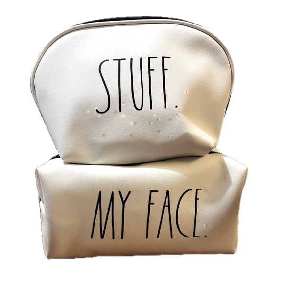 Rae Dunn “MY FACE.” & “STUFF.” Women's Zip Up Travel Bags - Picture 2 of 7